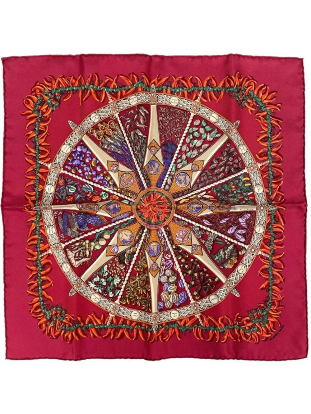Hermes Petit Carre Aux Pays Des Epices Scarf in the Land of Spices Silk